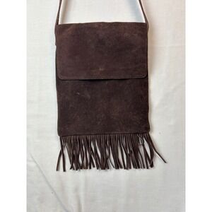 Indeed Brown Suede Fringe Crossbody Bag Boho Western Shoulder Bag